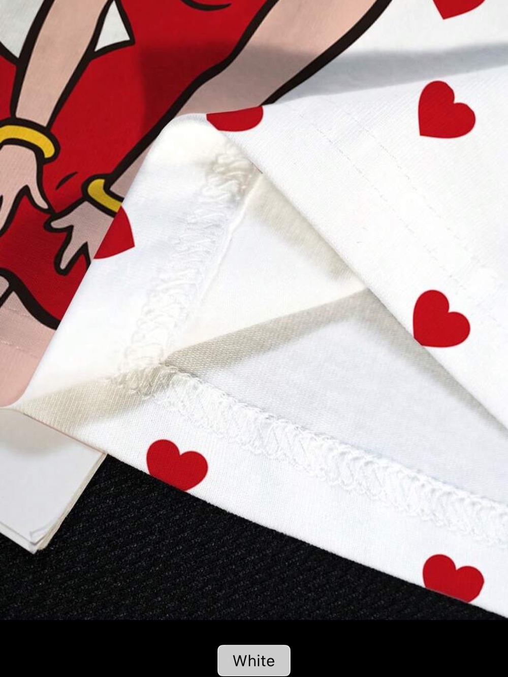 Betty Boop White Tee with Red Heart Motif - Picture 6 of 8